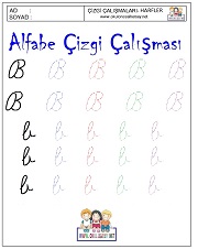 b harfi çizgi çalışması